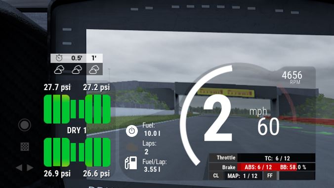 The dashboard display in the image is showing a real-time visualization of telemetry data.