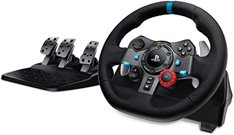 Black iRacing pedals and steering wheel