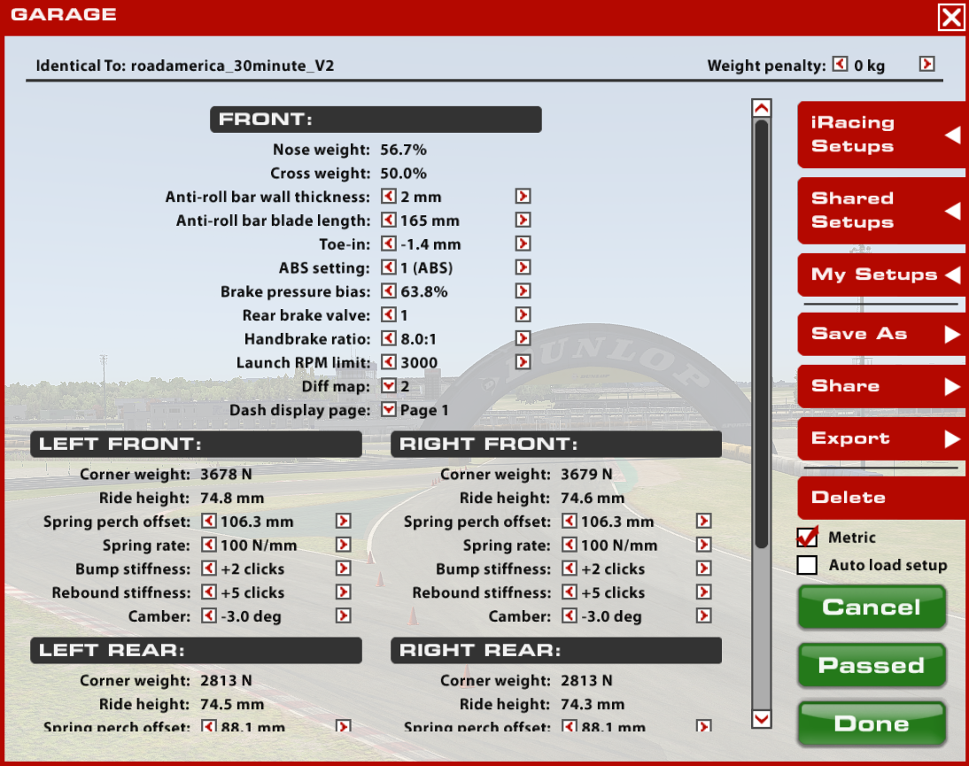 Screenshot of Garage settings